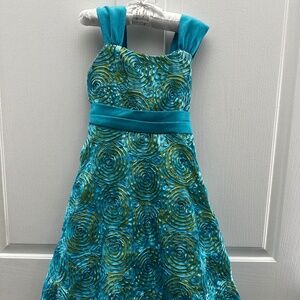 Girls aqua blue formal dress